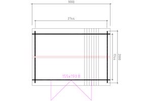 Blokhut 3020L met lessenaarsdak