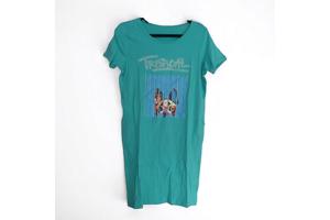 Shirt jurk tropical dog turquoise S