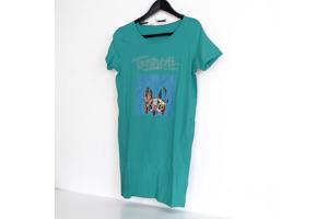 Shirt jurk tropical dog turquoise S