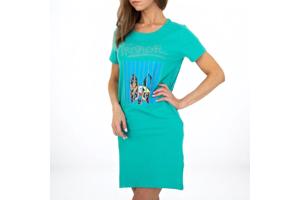Shirt jurk tropical dog turquoise S