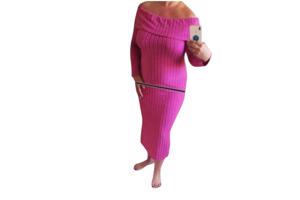 Offshoulder jurk roze XXL