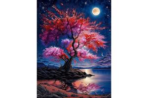 nr 38 Diamond Painting roze boom 50x40cm (vierkant)