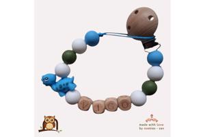 noekies naam speenkoord dino blauw khaki wit nr 2