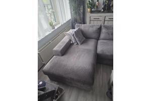 hoekbank grijs ribstof als nieuw