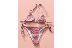 Tweedelige bikini oudroze stippel L