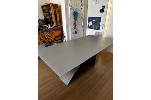 Eetkamertafel, grijs, hout, metaal, zwaar, 2 x 1 meter