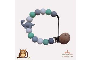 nr 16 noekies Speenkoord Dino langnek mintgroen grijs