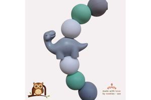 nr 16 noekies Speenkoord Dino langnek mintgroen grijs