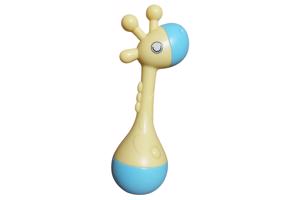 Giraf rammelaar geel blauw