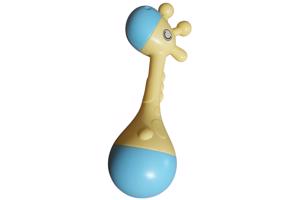 Giraf rammelaar geel blauw