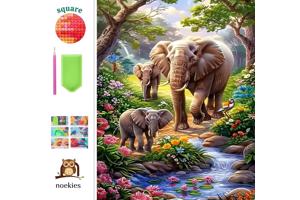 nr 33 Diamond painting olifant 50x40cm (vierkant)