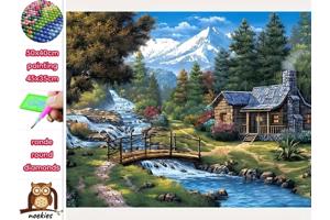 50x40cm Diamond Painting Alpen huisje (rond) nr 82