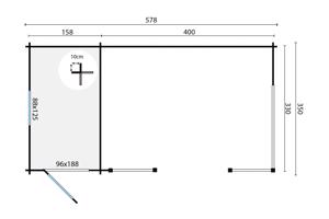 Tuinhuis-Blokhut Selma met overkapping: 578 x 350 x 279(h) c