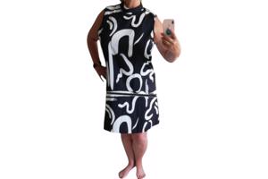 Mouwloze zomerjurk zwart wit 2XL