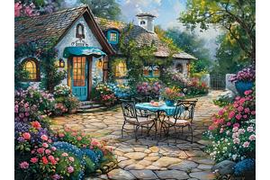 nr 120 Diamond Painting gezellige tuin 50x40cm (rond)