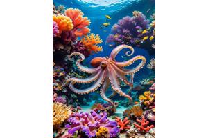 50x40cm Diamond Painting octopus (rond) nr 81