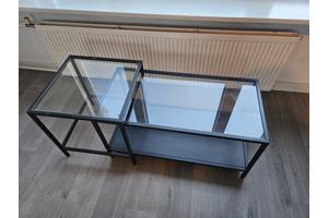 Salontafel set zwart/glas