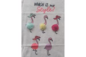 Glo-Story t-shirt flamingo's wit 98