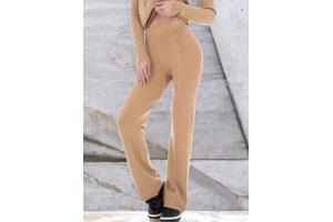 JCL stoffen broek hoge taille beige one size XS-L