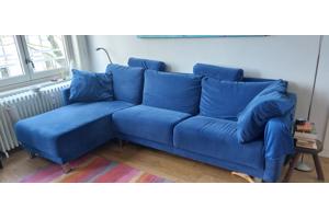 Drie zits bank, rechts met beensteun element