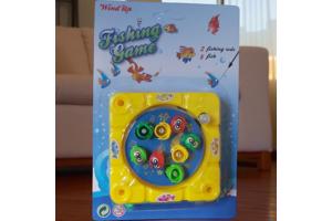 vis hengel spel opwindbaar geel reis editie