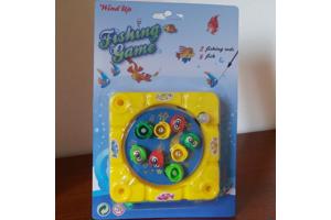 vis hengel spel opwindbaar geel reis editie