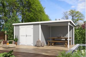 Blokhut met overkapping Kjeld 550x250 onbehandeld vuren