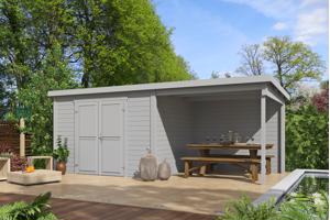 Blokhut met overkapping Kjeld 550x250 onbehandeld vuren