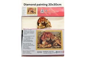 Diamond Painting set Leeuw met welpen 20x30cm