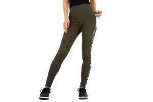 Fashion stevige legging panterprint khaki groen S/M 36/38