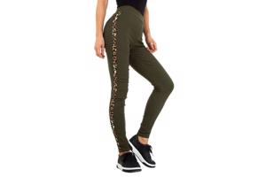 Fashion stevige legging panterprint khaki groen S/M 36/38