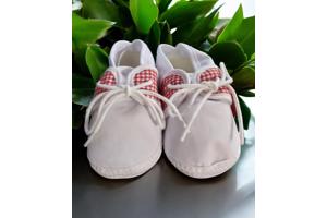 Junior Joy Babyschoenen slofjes wit rood half geruit