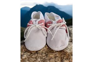 Junior Joy Babyschoenen slofjes wit rood half geruit