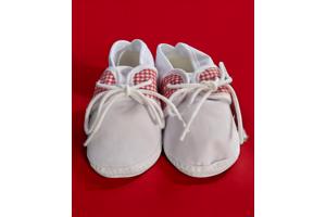 Junior Joy Babyschoenen slofjes wit rood half geruit