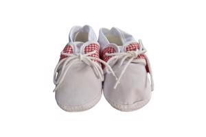 Junior Joy Babyschoenen slofjes wit rood half geruit