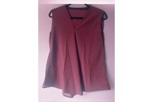 Luchtig mouwloos effen shirt bordeaux rood M