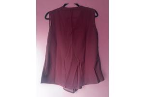 Luchtig mouwloos effen shirt bordeaux rood M