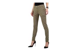 Skinny broek met gouden cactus opdruk khaki S
