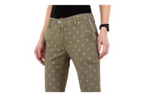 Skinny broek met gouden cactus opdruk khaki S