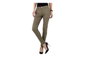Skinny broek met gouden cactus opdruk khaki S