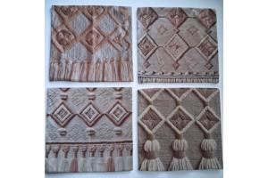 4x kussenhoezen macrame opdruk grijs bruin 45x45cm