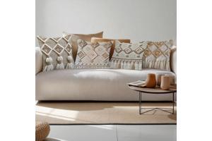 4x kussenhoezen macrame opdruk grijs bruin 45x45cm