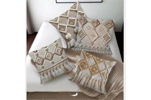 4x kussenhoezen macrame opdruk grijs bruin 45x45cm