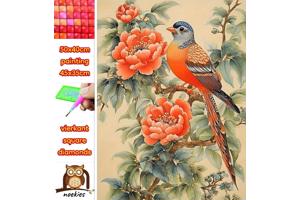 50x40cm Diamond Painting vogel op tak (vierkant) nr 6