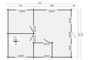 Blokhut - Tuinhuis Cadiz | 44 mm | onbehandeld