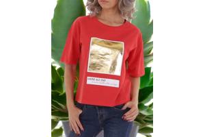 Glo-Story t-shirt Shine all day rood goud S