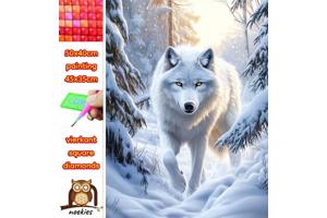 50x40cm DIamond Painting witte wolf (vierkant) nr 23