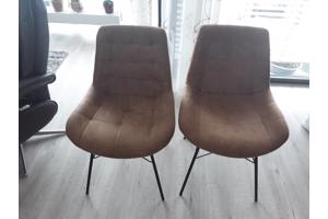 Cognac kleurige eetkamerstoelen van Nubuck