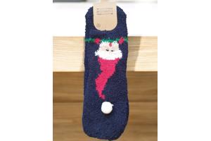 Sokken Fluffy - Kerstman - Katoen - Uniseks -  donkerblauw k