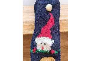 Sokken Fluffy - Kerstman - Katoen - Uniseks -  donkerblauw k